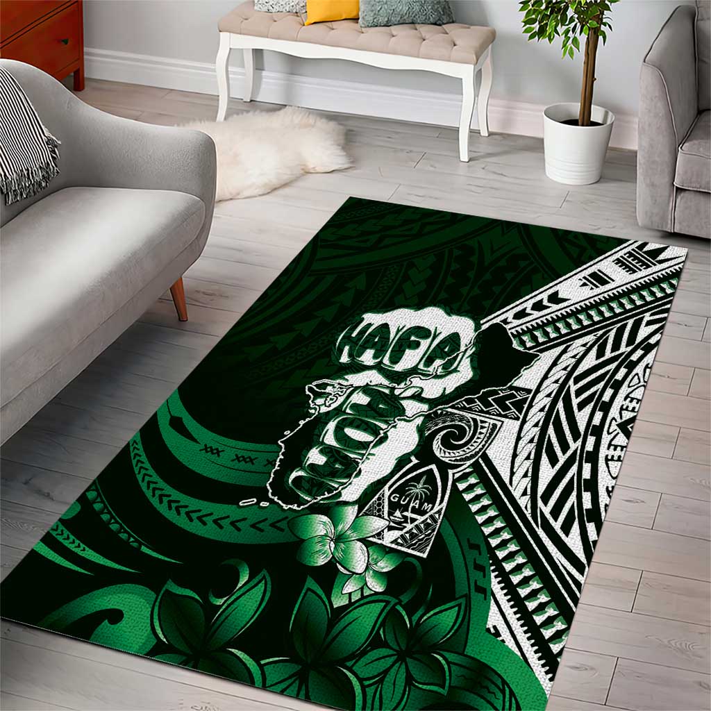 Hafa Adai Guam Discovery Day Area Rug Chamorro Latte Stone Hand Green Version LT14 - Polynesian Pride