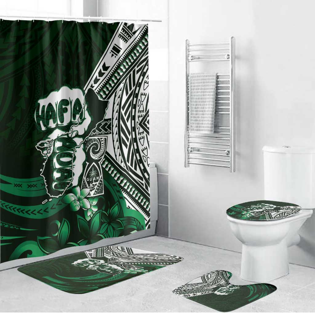 Hafa Adai Guam Discovery Day Bathroom Set Chamorro Latte Stone Hand Green Version LT14 Bathroom Set (4 pcs) Green - Polynesian Pride