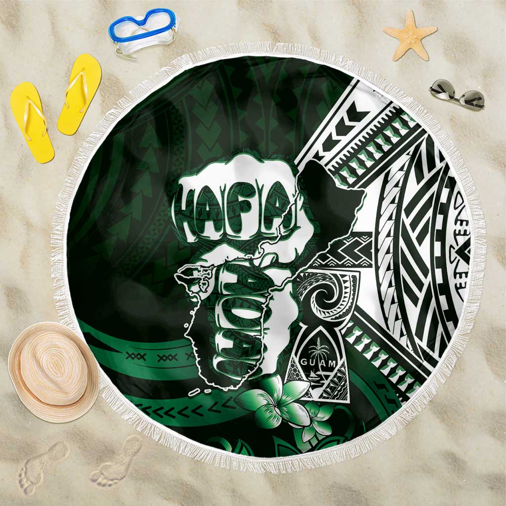 Hafa Adai Guam Discovery Day Beach Blanket Chamorro Latte Stone Hand Green Version LT14 One Size 150cm Green - Polynesian Pride