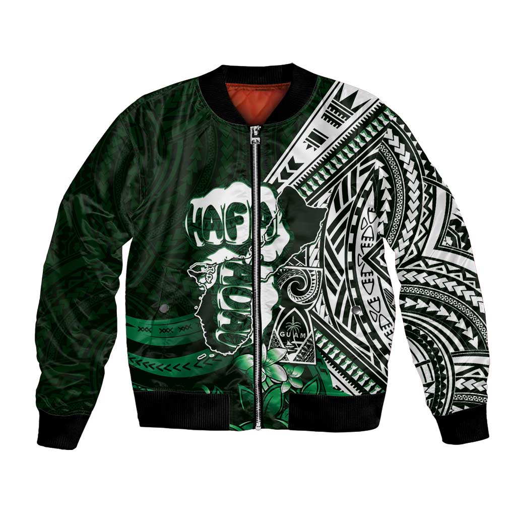 Hafa Adai Guam Discovery Day Bomber Jacket Chamorro Latte Stone Hand Green Version LT14 Unisex Green - Polynesian Pride