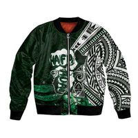 Hafa Adai Guam Discovery Day Bomber Jacket Chamorro Latte Stone Hand Green Version LT14 Unisex Green - Polynesian Pride