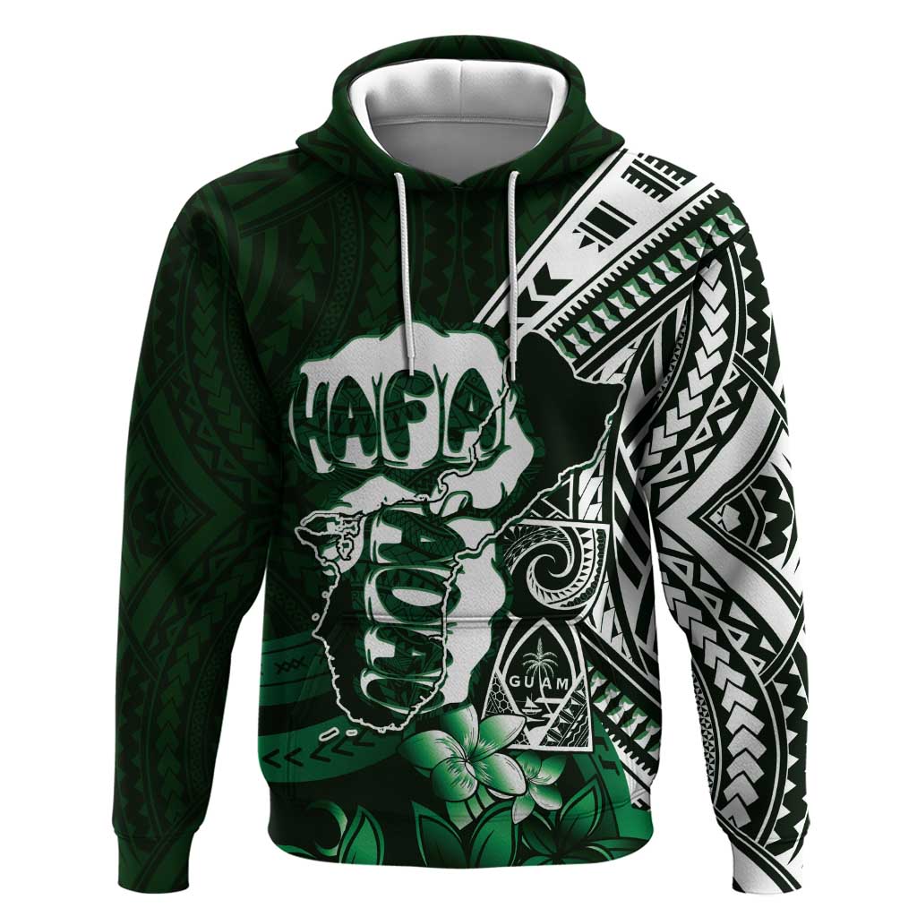 Hafa Adai Guam Discovery Day Hoodie Chamorro Latte Stone Hand Green Version LT14 Pullover Hoodie Green - Polynesian Pride