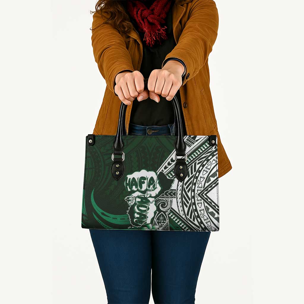 Hafa Adai Guam Discovery Day Leather Bag Chamorro Latte Stone Hand Green Version LT14 - Polynesian Pride