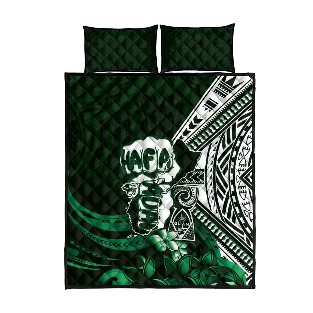 Hafa Adai Guam Discovery Day Quilt Bed Set Chamorro Latte Stone Hand Green Version LT14 - Polynesian Pride