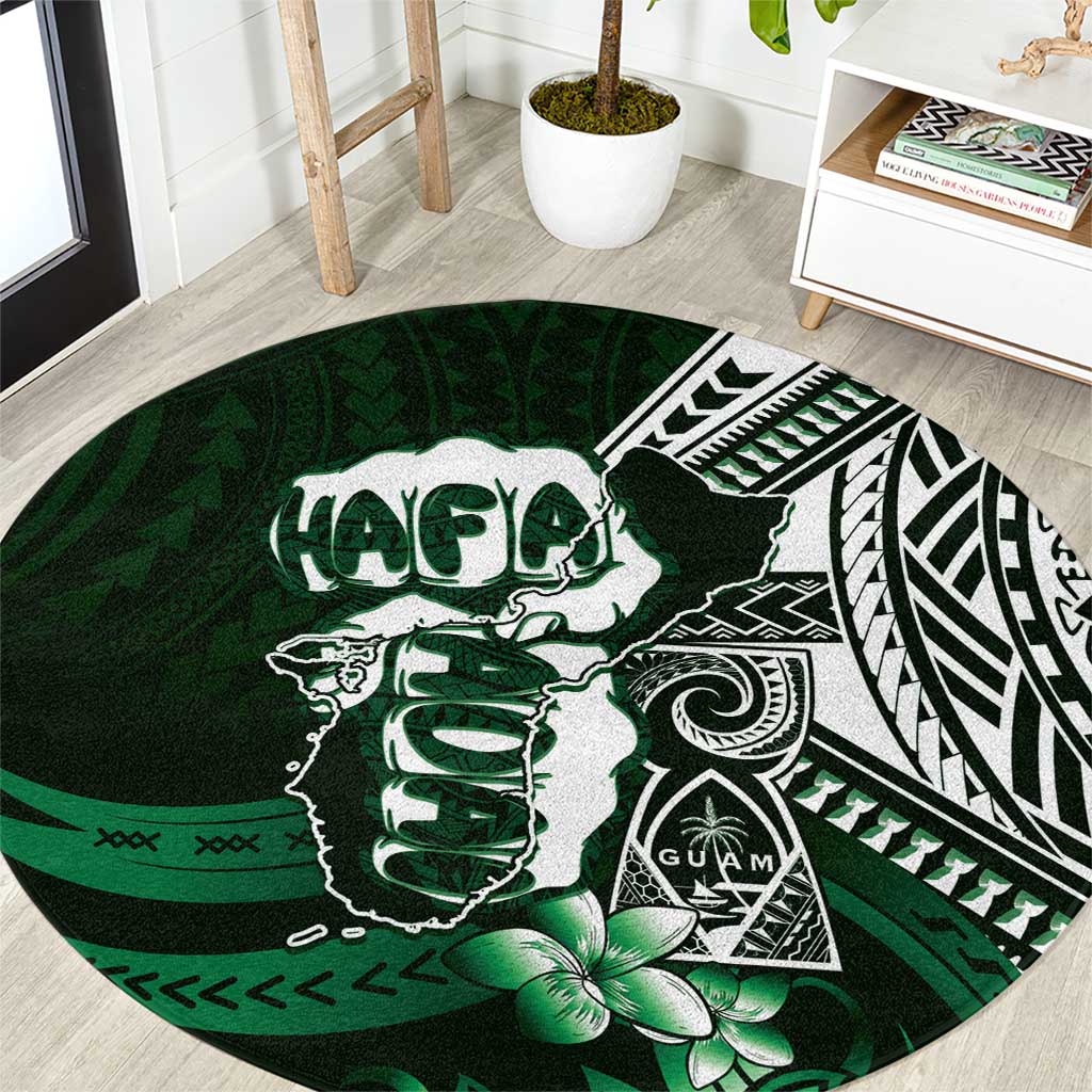 Hafa Adai Guam Discovery Day Round Carpet Chamorro Latte Stone Hand Green Version LT14 Green - Polynesian Pride