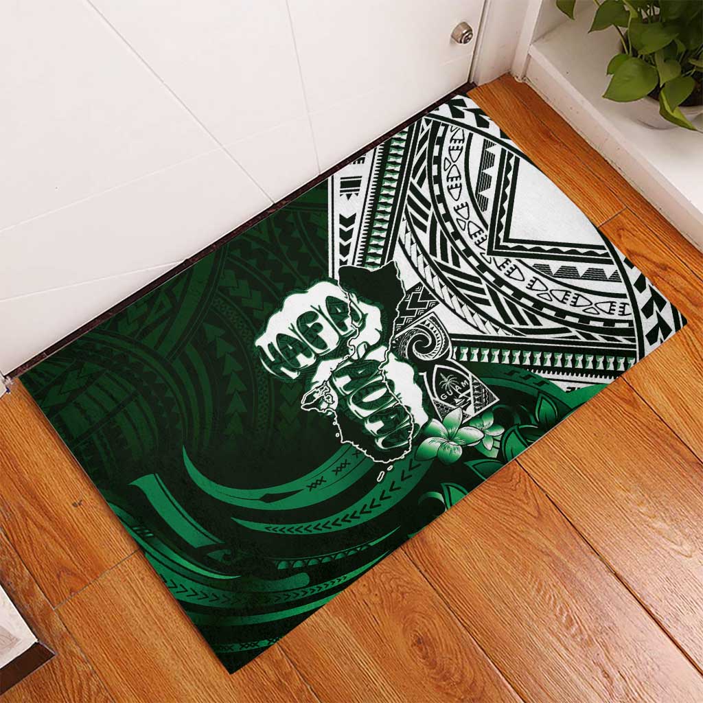 Hafa Adai Guam Discovery Day Rubber Doormat Chamorro Latte Stone Hand Green Version LT14 - Polynesian Pride
