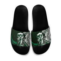 Hafa Adai Guam Discovery Day Slide Sandals Chamorro Latte Stone Hand Green Version LT14 Green - Polynesian Pride