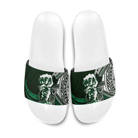 Hafa Adai Guam Discovery Day Slide Sandals Chamorro Latte Stone Hand Green Version LT14 Green - Polynesian Pride