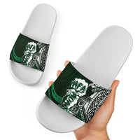 Hafa Adai Guam Discovery Day Slide Sandals Chamorro Latte Stone Hand Green Version LT14 - Polynesian Pride