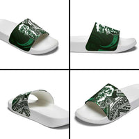 Hafa Adai Guam Discovery Day Slide Sandals Chamorro Latte Stone Hand Green Version LT14 - Polynesian Pride