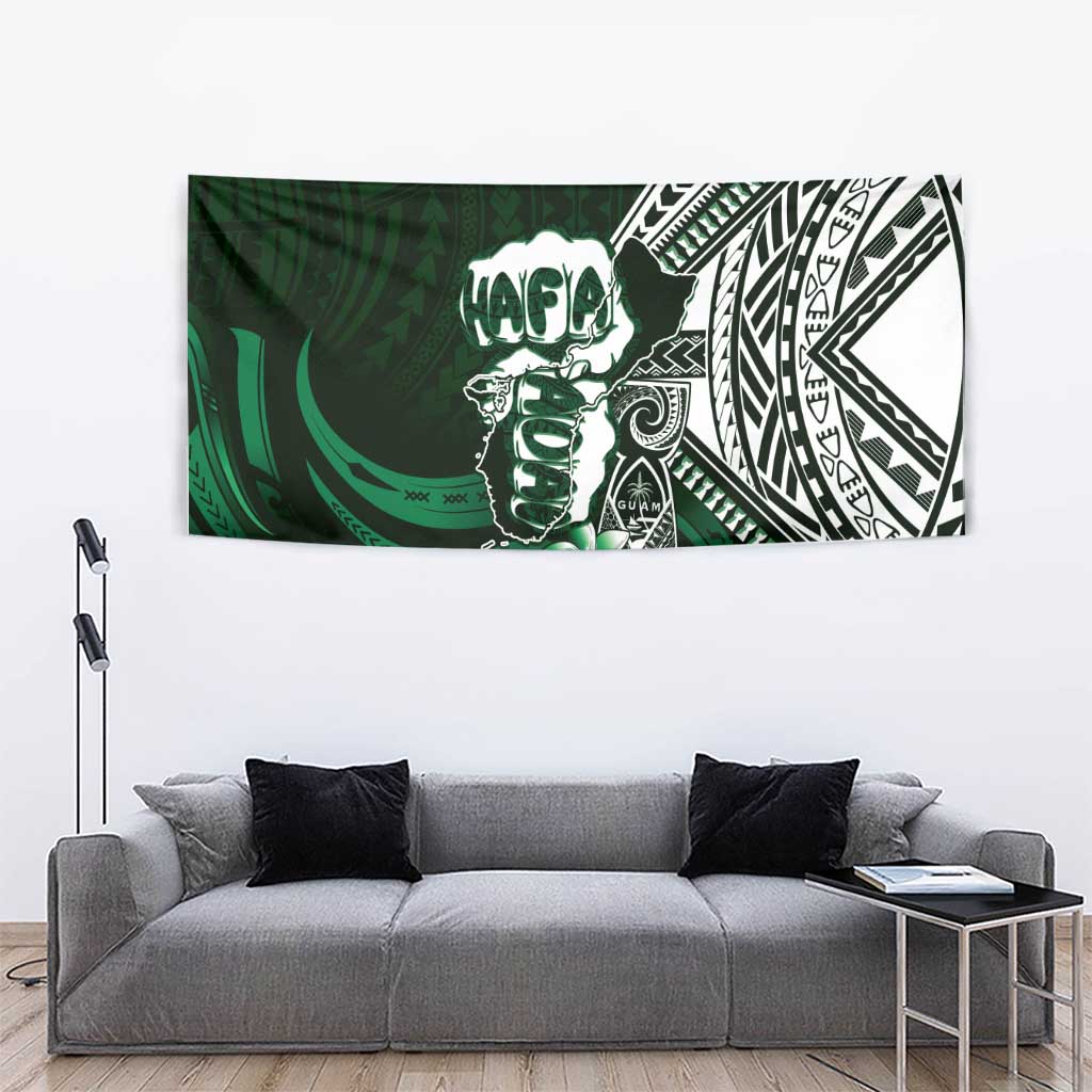 Hafa Adai Guam Discovery Day Tapestry Chamorro Latte Stone Hand Green Version LT14 - Polynesian Pride