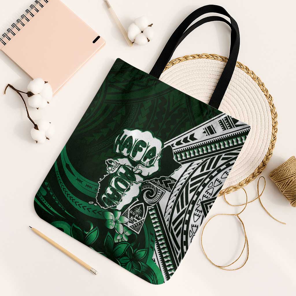 Hafa Adai Guam Discovery Day Tote Bag Chamorro Latte Stone Hand Green Version LT14 Black Strap One Size Green - Polynesian Pride
