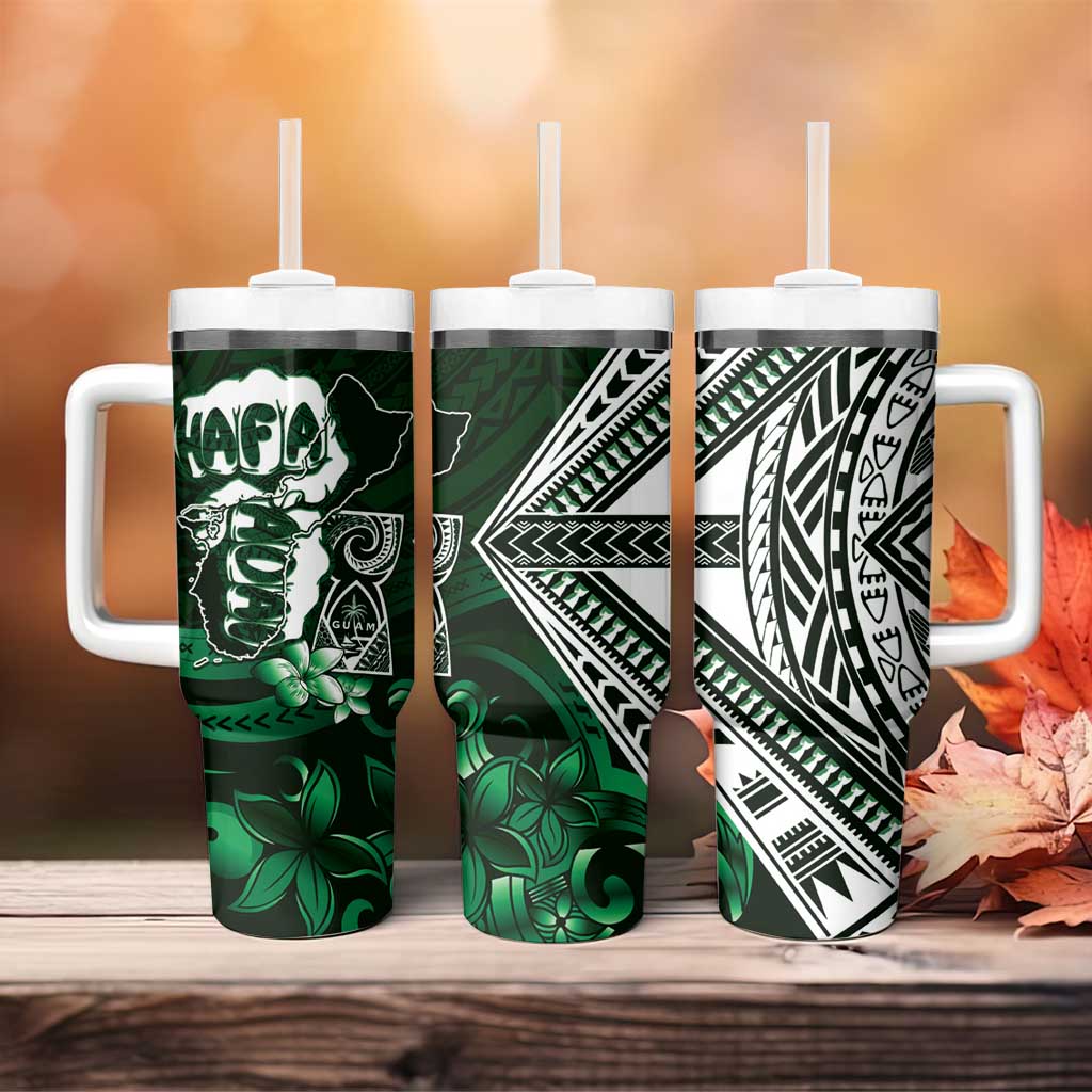 Hafa Adai Guam Discovery Day Tumbler With Handle Chamorro Latte Stone Hand Green Version LT14 - Polynesian Pride