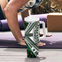 Hafa Adai Guam Discovery Day Tumbler With Handle Chamorro Latte Stone Hand Green Version LT14 - Polynesian Pride