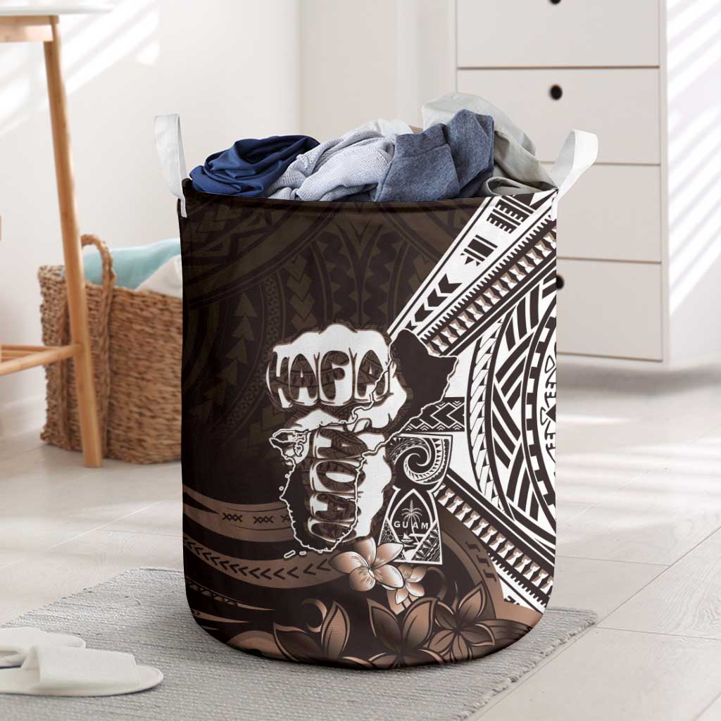 Hafa Adai Guam Discovery Day Laundry Basket Chamorro Latte Stone Hand Brown Version LT14 Brown - Polynesian Pride