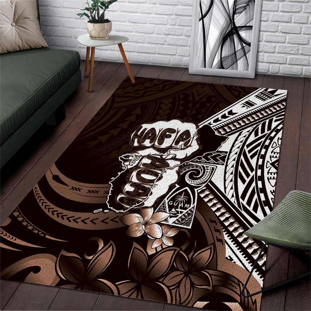 Hafa Adai Guam Discovery Day Area Rug Chamorro Latte Stone Hand Brown Version LT14 Brown - Polynesian Pride