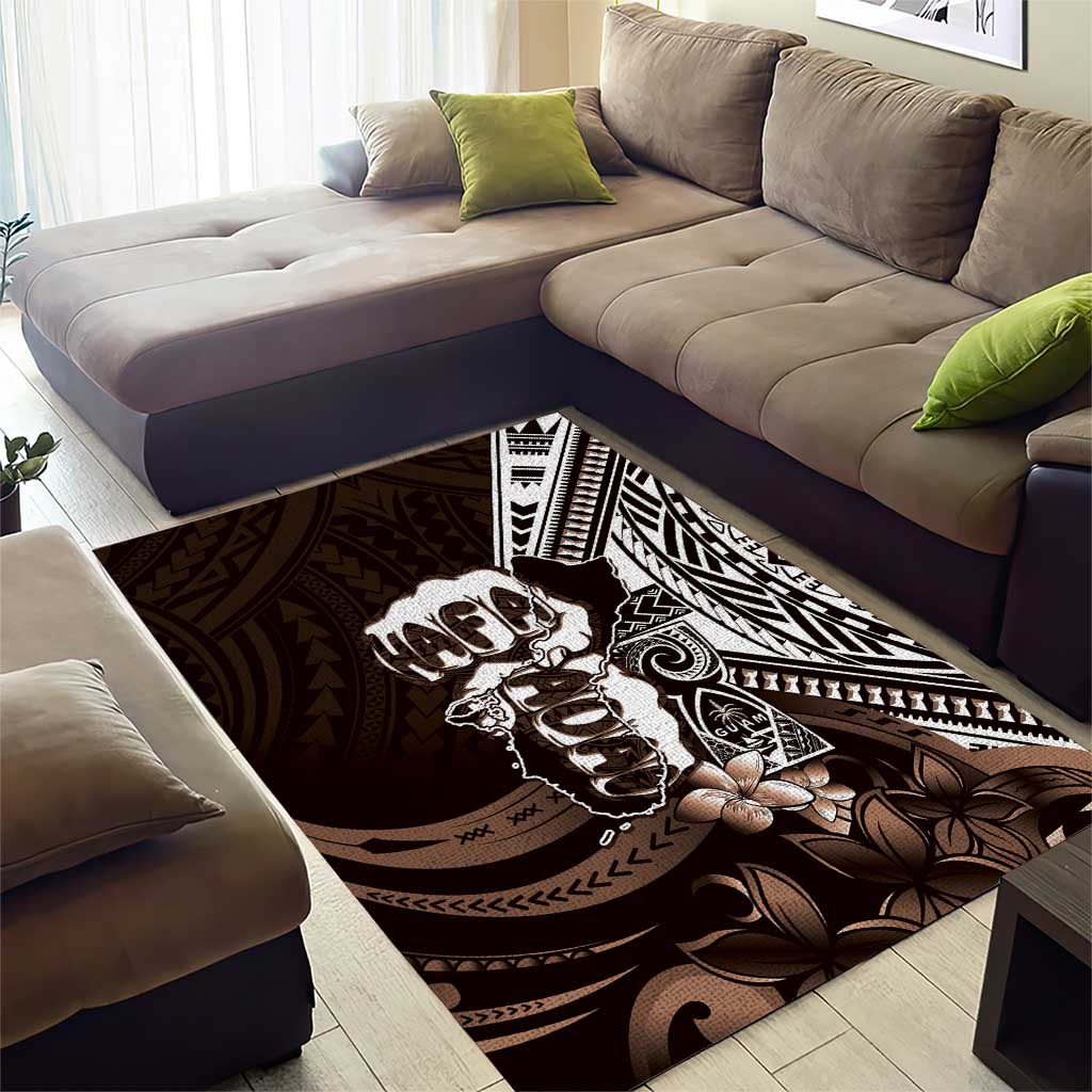 Hafa Adai Guam Discovery Day Area Rug Chamorro Latte Stone Hand Brown Version LT14 - Polynesian Pride