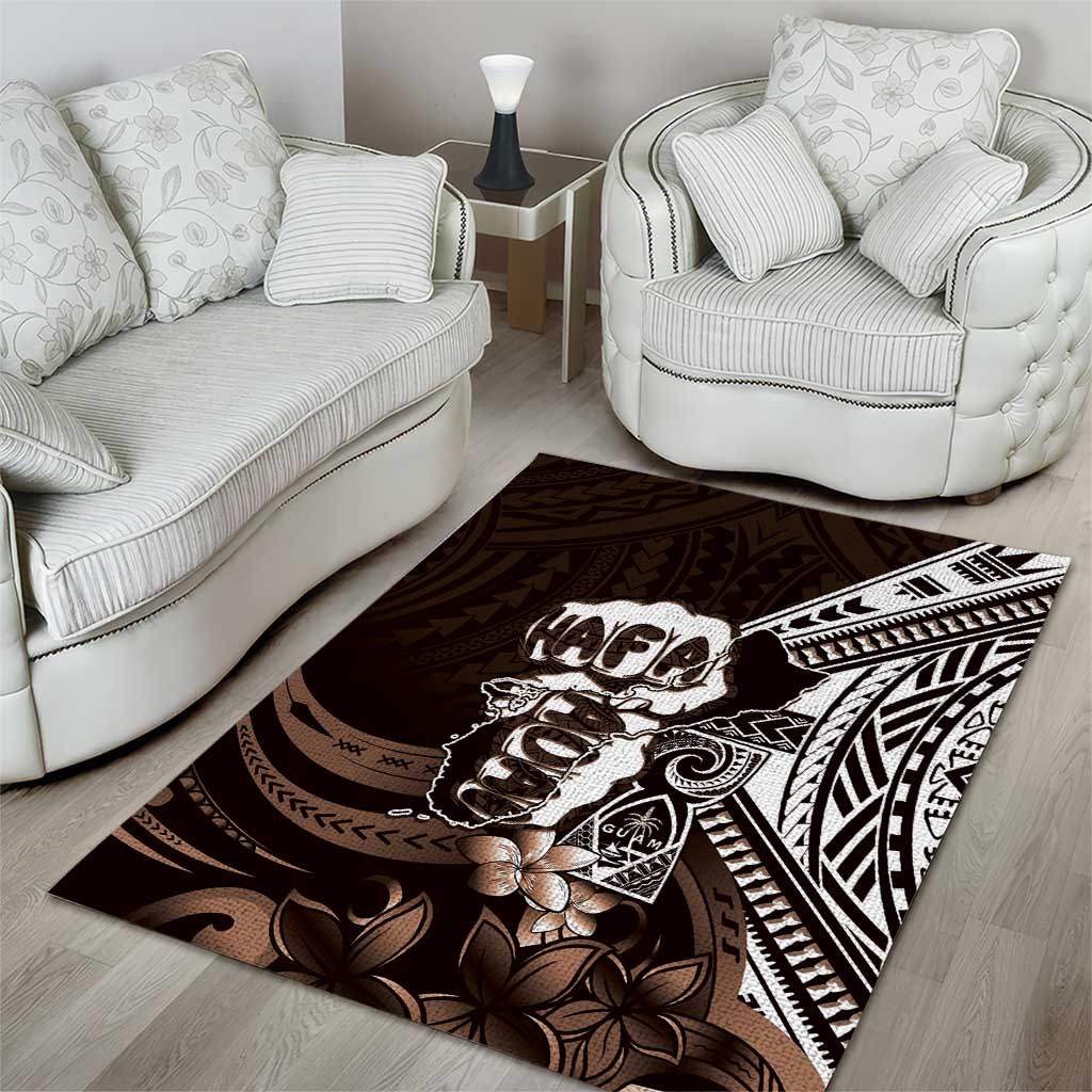 Hafa Adai Guam Discovery Day Area Rug Chamorro Latte Stone Hand Brown Version LT14 - Polynesian Pride