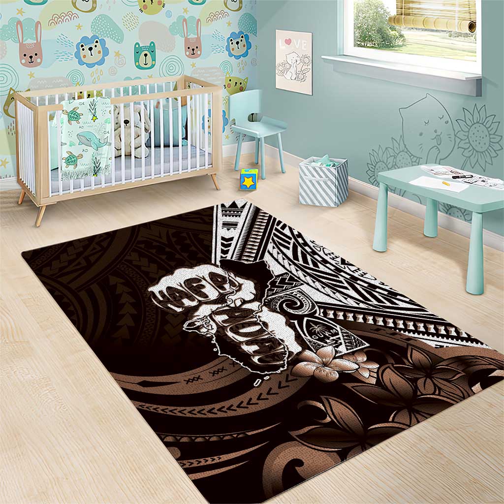Hafa Adai Guam Discovery Day Area Rug Chamorro Latte Stone Hand Brown Version LT14 - Polynesian Pride