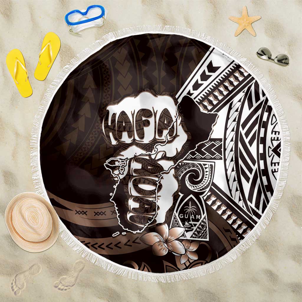 Hafa Adai Guam Discovery Day Beach Blanket Chamorro Latte Stone Hand Brown Version LT14 One Size 150cm Brown - Polynesian Pride
