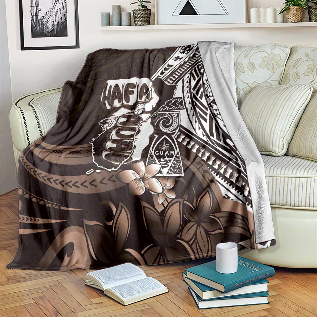 Hafa Adai Guam Discovery Day Blanket Chamorro Latte Stone Hand Brown Version LT14 Brown - Polynesian Pride