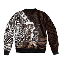 Hafa Adai Guam Discovery Day Bomber Jacket Chamorro Latte Stone Hand Brown Version LT14 - Polynesian Pride