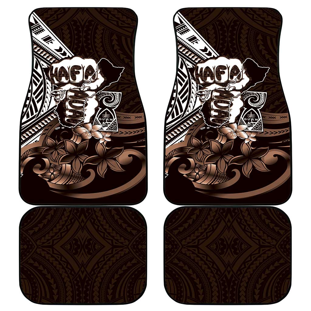 Hafa Adai Guam Discovery Day Car Mats Chamorro Latte Stone Hand Brown Version LT14 - Polynesian Pride