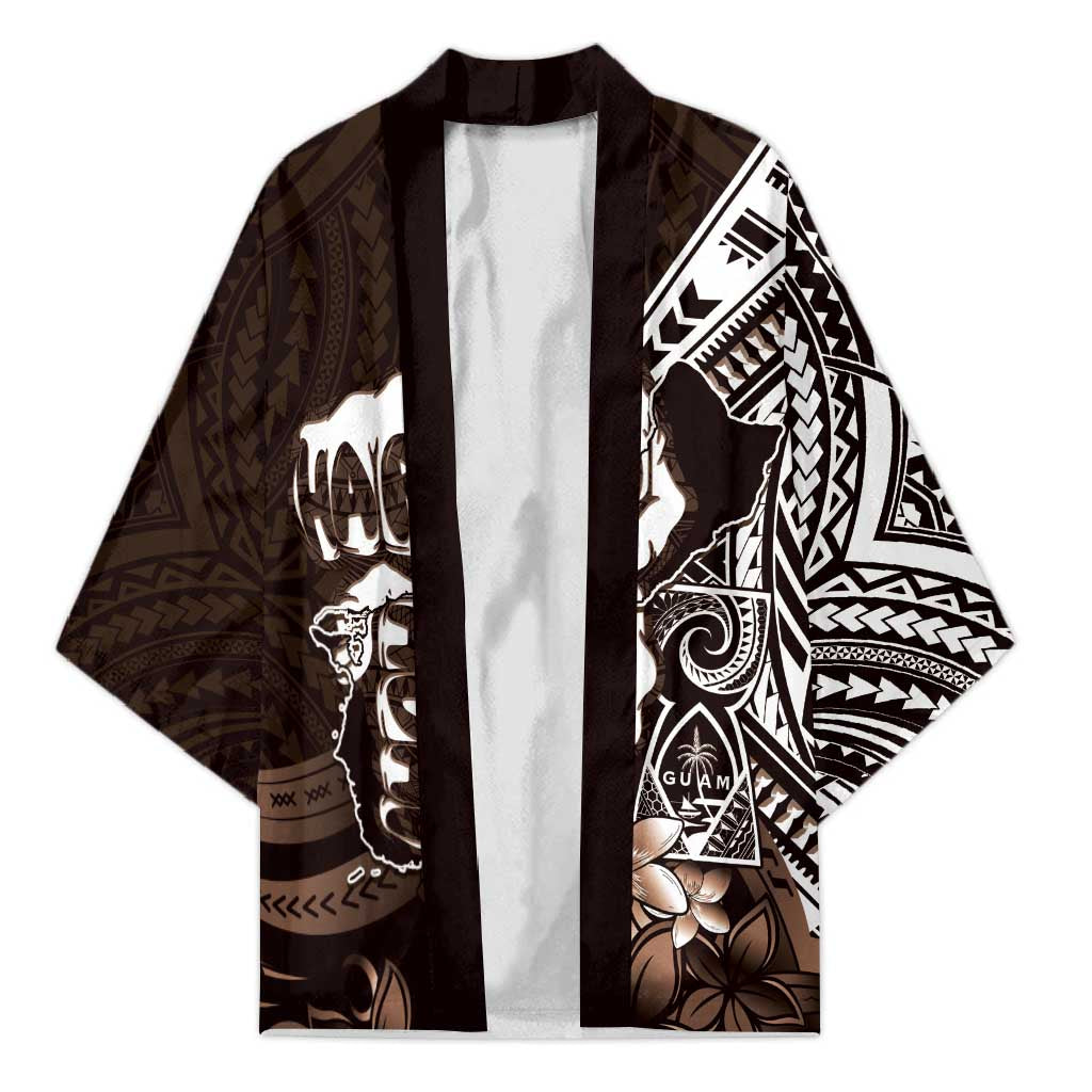 Hafa Adai Guam Discovery Day Kimono Chamorro Latte Stone Hand Brown Version LT14 Unisex Brown - Polynesian Pride