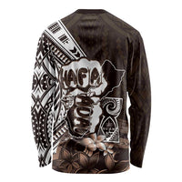 Hafa Adai Guam Discovery Day Long Sleeve Shirt Chamorro Latte Stone Hand Brown Version LT14 - Polynesian Pride