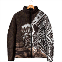 Hafa Adai Guam Discovery Day Padded Jacket Chamorro Latte Stone Hand Brown Version LT14 - Polynesian Pride