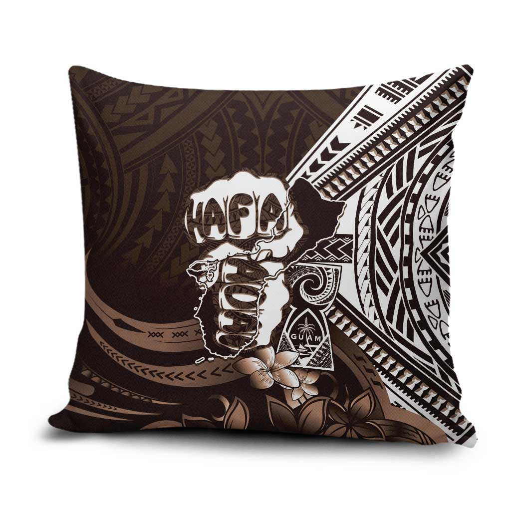 Hafa Adai Guam Discovery Day Pillow Cover Chamorro Latte Stone Hand Brown Version LT14 Brown - Polynesian Pride
