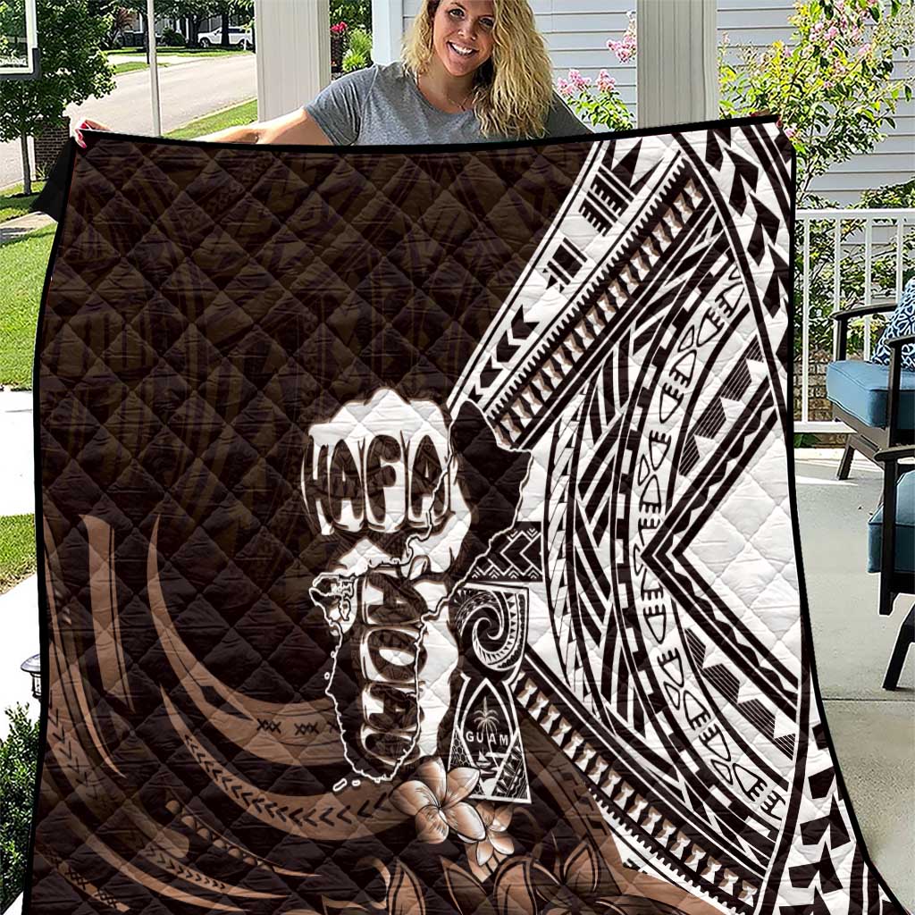 Hafa Adai Guam Discovery Day Quilt Chamorro Latte Stone Hand Brown Version LT14 Brown - Polynesian Pride