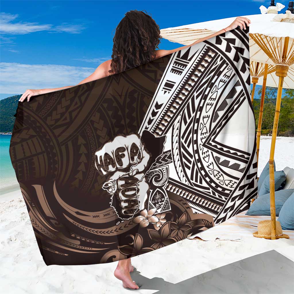 Hafa Adai Guam Discovery Day Sarong Chamorro Latte Stone Hand Brown Version LT14 One Size 44 x 66 inches Brown - Polynesian Pride