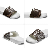 Hafa Adai Guam Discovery Day Slide Sandals Chamorro Latte Stone Hand Brown Version LT14 - Polynesian Pride