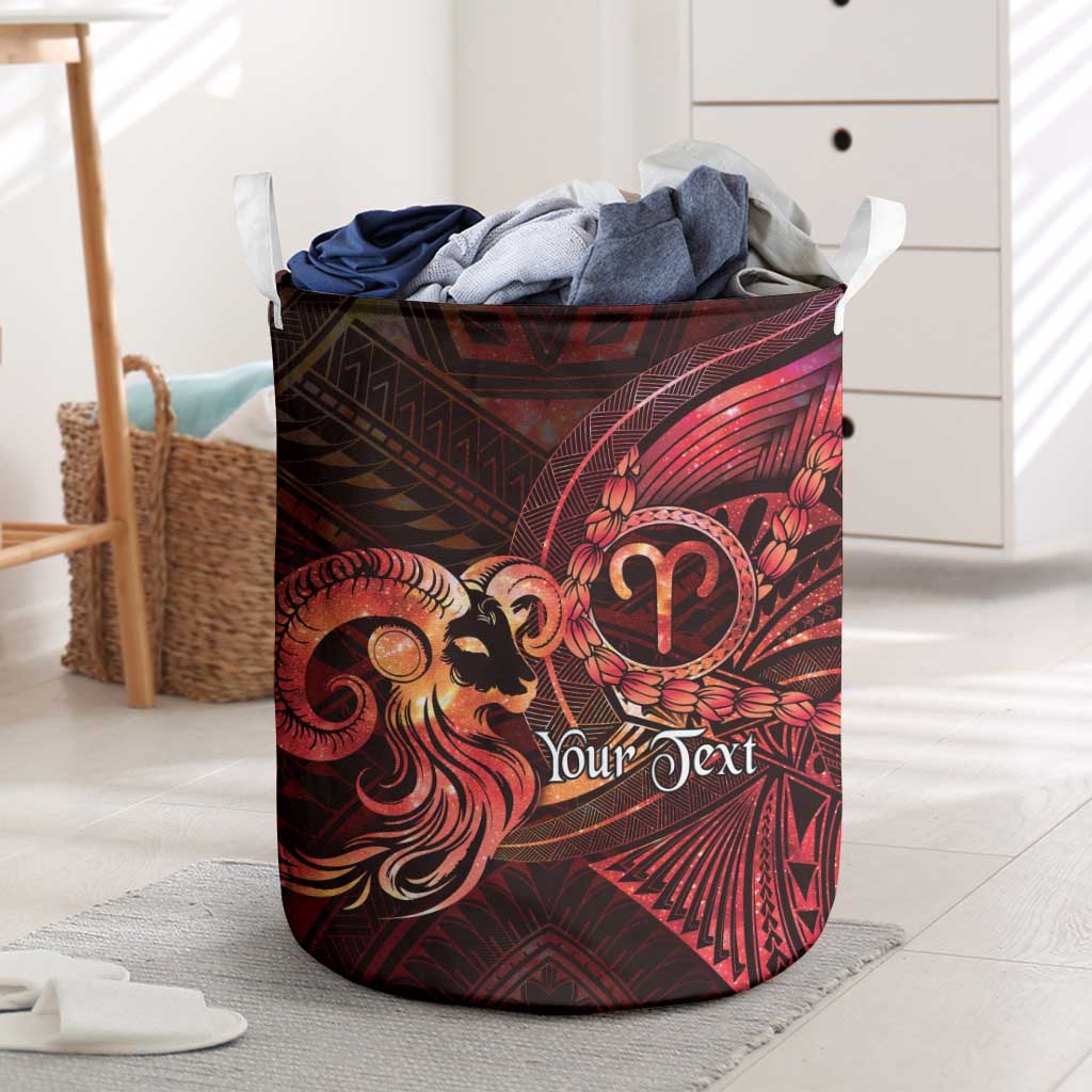 Personalised Polynesia Zodiac Aries Laundry Basket Galaxy Polynesian Pattern Chest Tattoo Style LT14 Red - Polynesian Pride