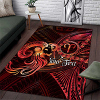 Personalised Polynesia Zodiac Aries Area Rug Galaxy Polynesian Pattern Chest Tattoo Style LT14 Red - Polynesian Pride