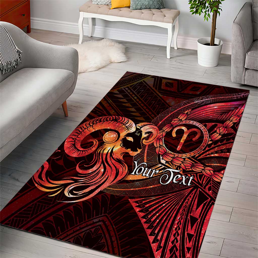 Personalised Polynesia Zodiac Aries Area Rug Galaxy Polynesian Pattern Chest Tattoo Style LT14 - Polynesian Pride