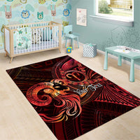 Personalised Polynesia Zodiac Aries Area Rug Galaxy Polynesian Pattern Chest Tattoo Style LT14 - Polynesian Pride
