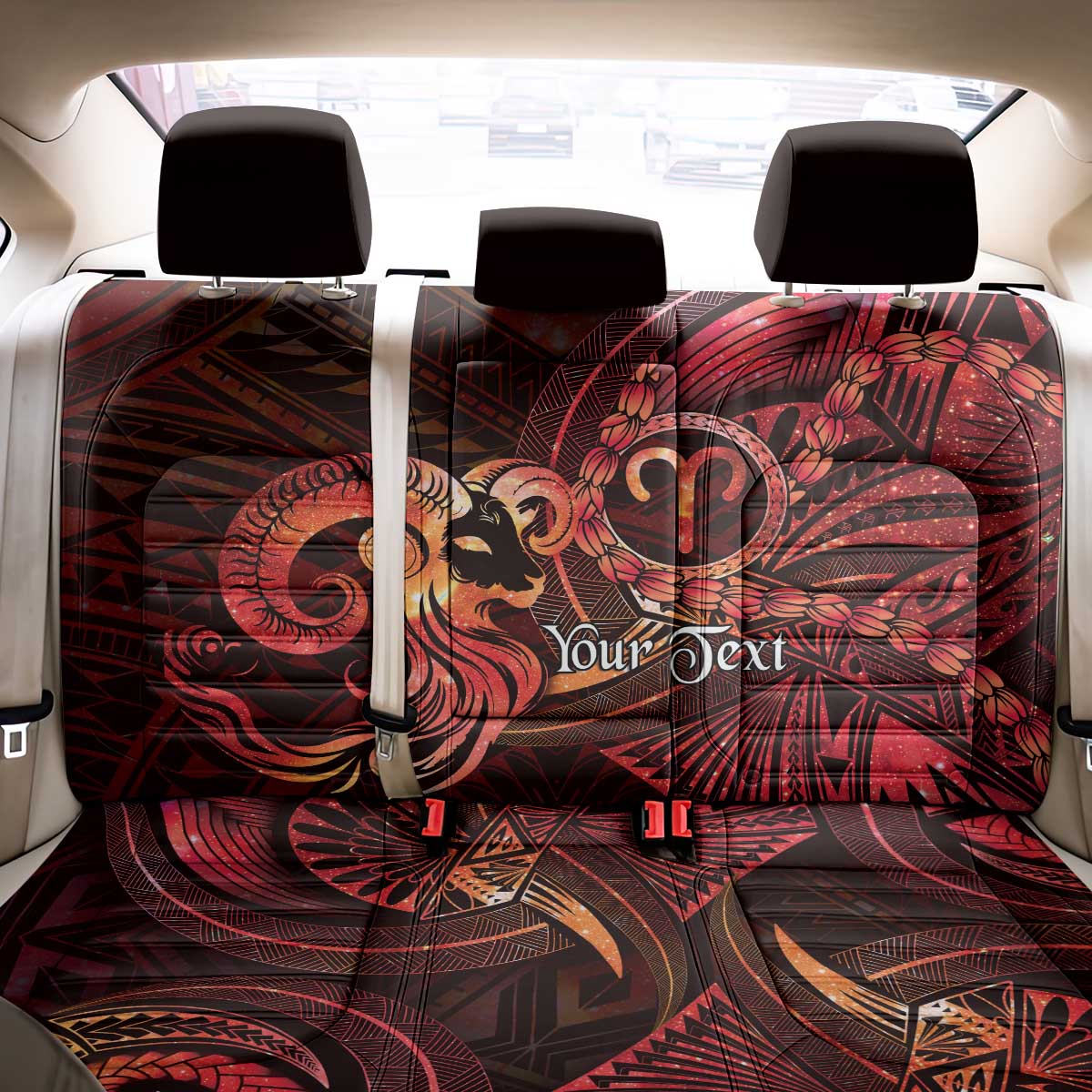 Personalised Polynesia Zodiac Aries Back Car Seat Cover Galaxy Polynesian Pattern Chest Tattoo Style LT14 - Polynesian Pride