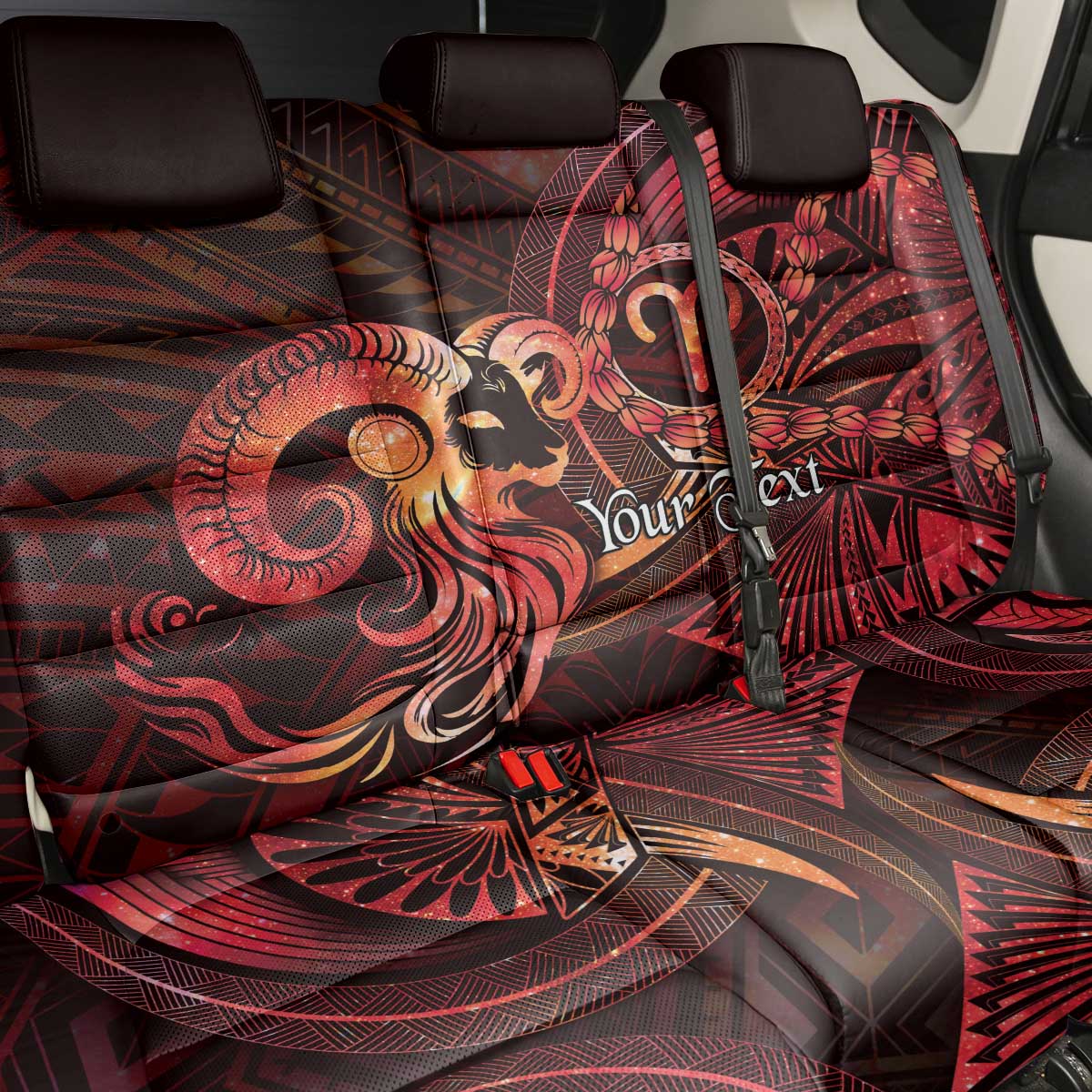 Personalised Polynesia Zodiac Aries Back Car Seat Cover Galaxy Polynesian Pattern Chest Tattoo Style LT14 - Polynesian Pride