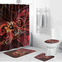 Personalised Polynesia Zodiac Aries Bathroom Set Galaxy Polynesian Pattern Chest Tattoo Style LT14 Bathroom Set (4 pcs) Red - Polynesian Pride