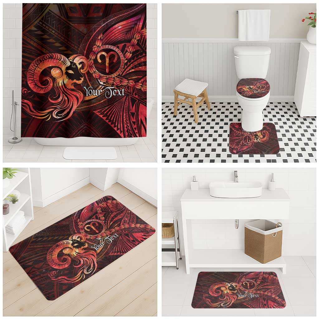 Personalised Polynesia Zodiac Aries Bathroom Set Galaxy Polynesian Pattern Chest Tattoo Style LT14 - Polynesian Pride