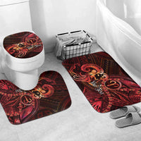 Personalised Polynesia Zodiac Aries Bathroom Set Galaxy Polynesian Pattern Chest Tattoo Style LT14 Mat Set Only (3 pcs) One Size Red - Polynesian Pride