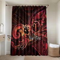 Personalised Polynesia Zodiac Aries Bathroom Set Galaxy Polynesian Pattern Chest Tattoo Style LT14 Shower Curtain Only Red - Polynesian Pride