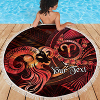 Personalised Polynesia Zodiac Aries Beach Blanket Galaxy Polynesian Pattern Chest Tattoo Style LT14 - Polynesian Pride
