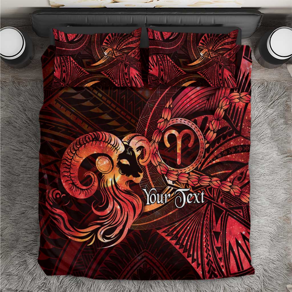 Personalised Polynesia Zodiac Aries Bedding Set Galaxy Polynesian Pattern Chest Tattoo Style LT14 Red - Polynesian Pride
