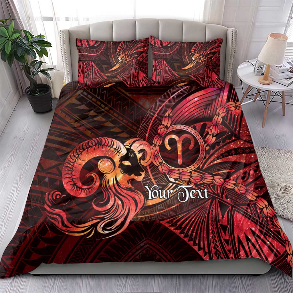 Personalised Polynesia Zodiac Aries Bedding Set Galaxy Polynesian Pattern Chest Tattoo Style LT14 - Polynesian Pride