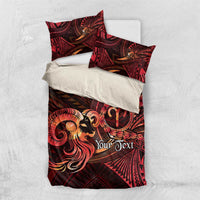 Personalised Polynesia Zodiac Aries Bedding Set Galaxy Polynesian Pattern Chest Tattoo Style LT14 US Twin 172cm x 218cm Red - Polynesian Pride