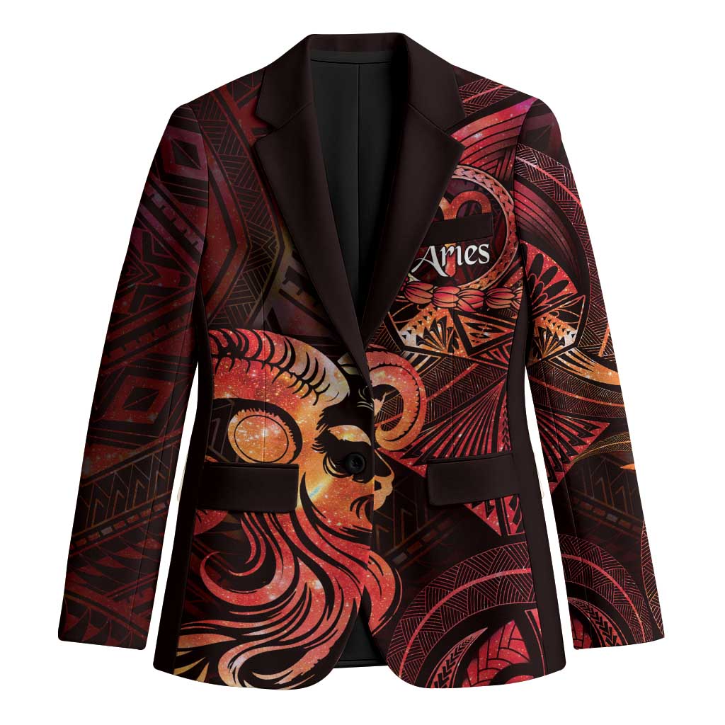 Personalised Polynesia Zodiac Aries Blazer Galaxy Polynesian Pattern Chest Tattoo Style LT14 Unisex Red - Polynesian Pride