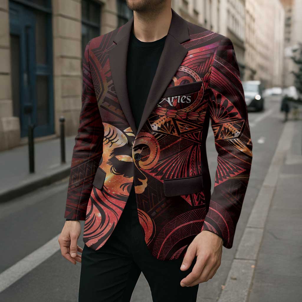 Personalised Polynesia Zodiac Aries Blazer Galaxy Polynesian Pattern Chest Tattoo Style LT14 - Polynesian Pride